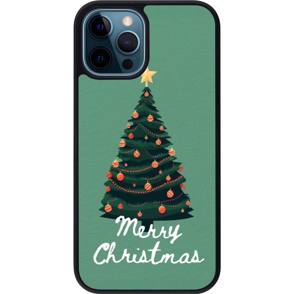Coque iPhone 12 / 12 Pro - Silicone rigide noir Christmas 25 Xmas Tree