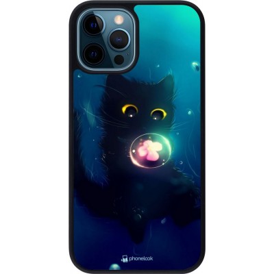 Hülle iPhone 12 / 12 Pro - Silikon schwarz Cute Cat Bubble