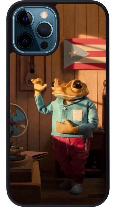 Coque iPhone 12 / 12 Pro - Silicone rigide noir Dancing frog DTMF