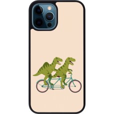 Coque iPhone 12 / 12 Pro - Silicone rigide noir Dinosaurs on bikes 2026