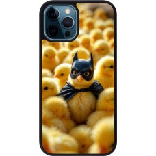 Coque iPhone 12 / 12 Pro - Silicone rigide noir Easter 2026 Chicken Batman