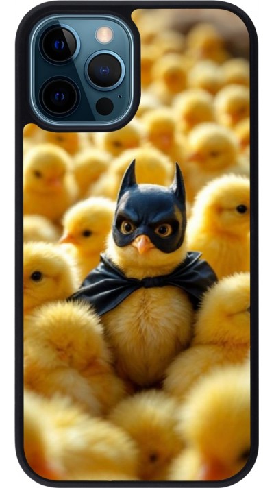 Coque iPhone 12 / 12 Pro - Silicone rigide noir Easter 2026 Chicken Batman