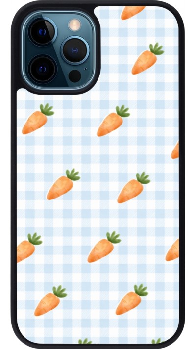 Coque iPhone 12 / 12 Pro - Silicone rigide noir Easter 2026 Pattern carrots