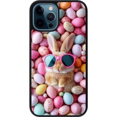 Coque iPhone 12 / 12 Pro - Silicone rigide noir Easter 2026 Rabbit fun