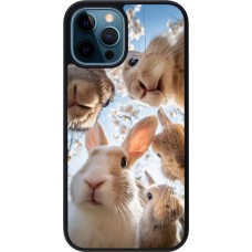 Coque iPhone 12 / 12 Pro - Silicone rigide noir Easter 2026 Rabbits