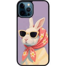 Coque iPhone 12 / 12 Pro - Silicone rigide noir Easter 2026 Rabbit with scarf