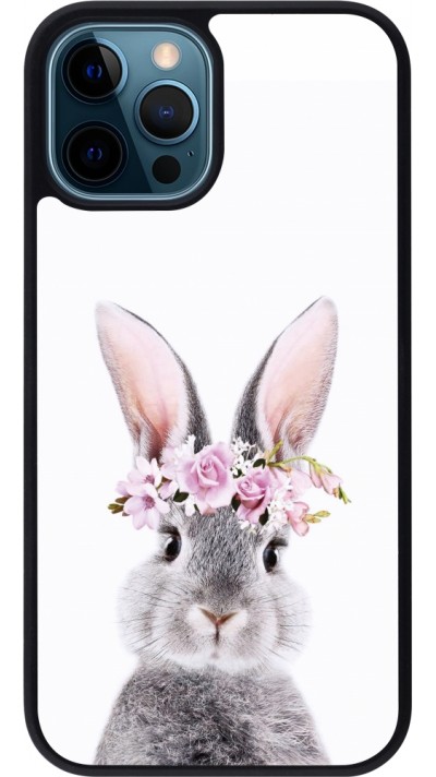 iPhone 12 / 12 Pro Case Hülle - Silikon schwarz Easter 2023 flower bunny