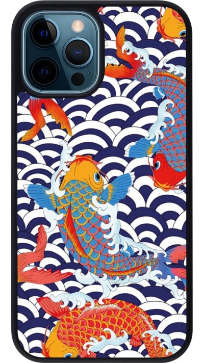 iPhone 12 / 12 Pro Case Hülle - Silikon schwarz Easter 2023 japanese fish