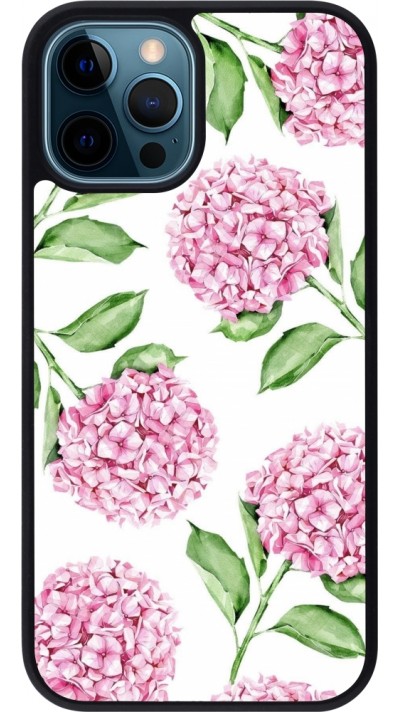 iPhone 12 / 12 Pro Case Hülle - Silikon schwarz Easter 2024 pink flowers