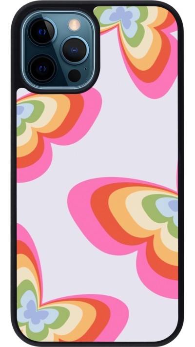 iPhone 12 / 12 Pro Case Hülle - Silikon schwarz Easter 2024 rainbow butterflies