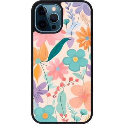 Coque iPhone 12 / 12 Pro - Silicone rigide noir Easter 2024 spring flowers