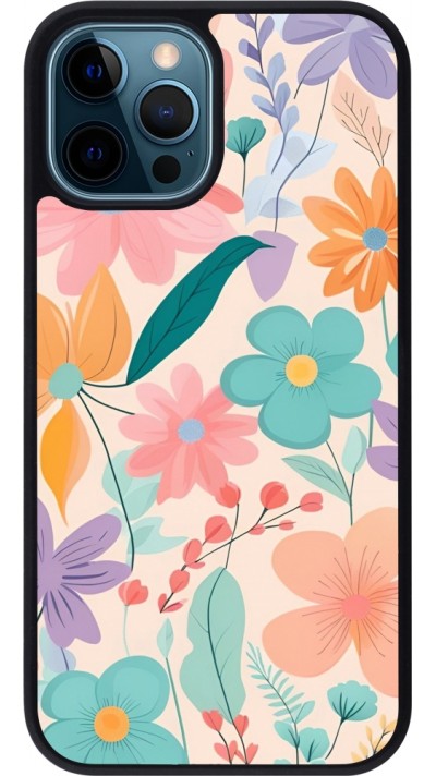 iPhone 12 / 12 Pro Case Hülle - Silikon schwarz Easter 2024 spring flowers