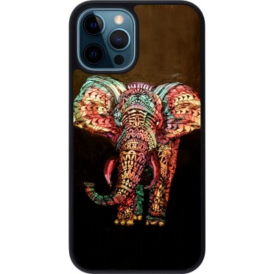 Coque iPhone 12 / 12 Pro - Silicone rigide noir Elephant 02