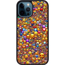 iPhone 12 / 12 Pro Case Hülle - Silikon schwarz Emoji gemischt