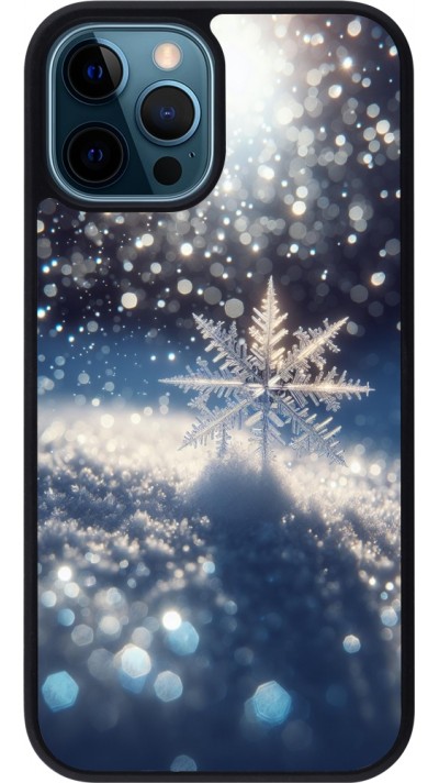 iPhone 12 / 12 Pro Case Hülle - Silikon schwarz Schneeflocke Solar Glanz