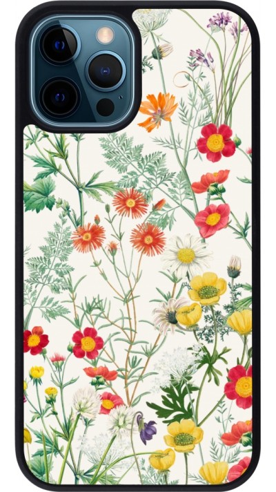 iPhone 12 / 12 Pro Case Hülle - Silikon schwarz Flora Botanical Wildlife