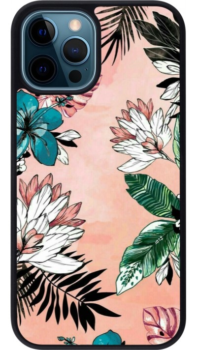 Coque iPhone 12 / 12 Pro - Silicone rigide noir Flowers Artprint