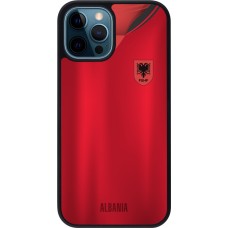 Coque iPhone 12 / 12 Pro - Silicone rigide noir Maillot de football Albanie personnalisable