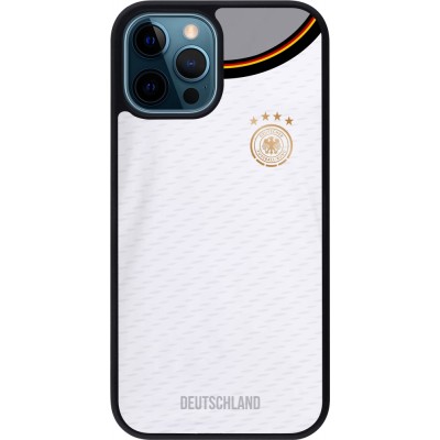Coque iPhone 12 / 12 Pro - Silicone rigide noir Maillot de football Allemagne 2022 personnalisable