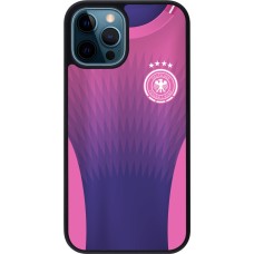 Coque iPhone 12 / 12 Pro - Silicone rigide noir Maillot de football Allemagne Extérieur personnalisable