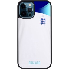Coque iPhone 12 / 12 Pro - Silicone rigide noir Maillot de football Angleterre 2022 personnalisable