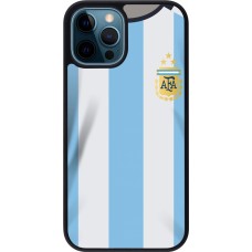 Coque iPhone 12 / 12 Pro - Silicone rigide noir Maillot de football Argentine 2022 personnalisable