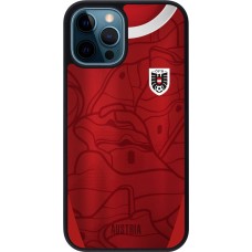 Coque iPhone 12 / 12 Pro - Silicone rigide noir Maillot de football Autriche personnalisable