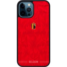 Coque iPhone 12 / 12 Pro - Silicone rigide noir Maillot de football Belgique 2026 personnalisable