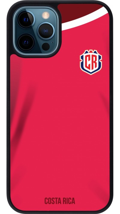 Coque iPhone 12 / 12 Pro - Silicone rigide noir Maillot de football Costa Rica 2022 personnalisable