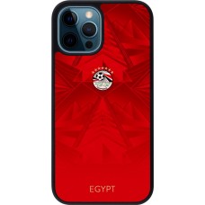 Coque iPhone 12 / 12 Pro - Silicone rigide noir Maillot de football Égypte 2026 personnalisable
