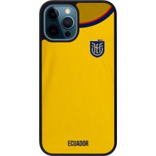 Coque iPhone 12 / 12 Pro - Silicone rigide noir Maillot de football Equateur 2022