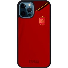 Coque iPhone 12 / 12 Pro - Silicone rigide noir Maillot de football Espagne 2022 personnalisable