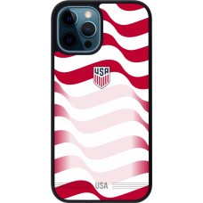 Coque iPhone 12 / 12 Pro - Silicone rigide noir Maillot de football États-Unis 2026 personnalisable