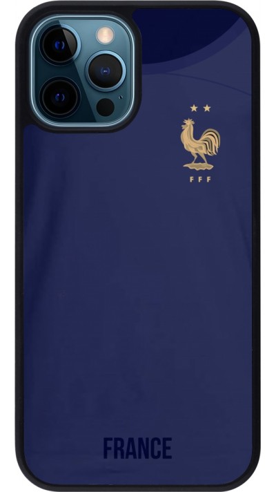 iPhone 12 / 12 Pro Case Hülle - Silikon schwarz Frankreich 2022 personalisierbares Fussballtrikot