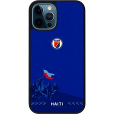 Coque iPhone 12 / 12 Pro - Silicone rigide noir Maillot de football Haiti 2026 personnalisable