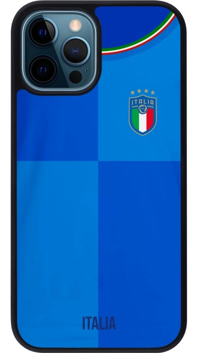 iPhone 12 / 12 Pro Case Hülle - Silikon schwarz Italien 2022 personalisierbares Fußballtrikot