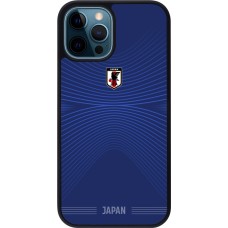 Coque iPhone 12 / 12 Pro - Silicone rigide noir Maillot de football Japon 2026 personnalisable