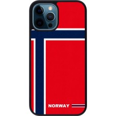 Coque iPhone 12 / 12 Pro - Silicone rigide noir Maillot de football Norvège 2026 personnalisable