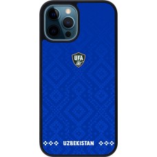 Coque iPhone 12 / 12 Pro - Silicone rigide noir Maillot de football Ouzbékistan 2026 personnalisable
