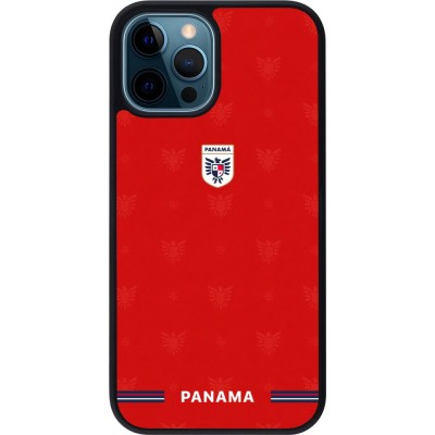 Coque iPhone 12 / 12 Pro - Silicone rigide noir Maillot de football Panama 2026 personnalisable