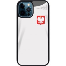 Coque iPhone 12 / 12 Pro - Silicone rigide noir Maillot de football Pologne 2022 personnalisable