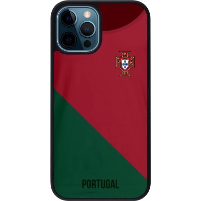 iPhone 12 / 12 Pro Case Hülle - Silikon schwarz Fussballtrikot Portugal2022