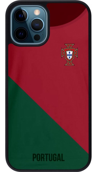 iPhone 12 / 12 Pro Case Hülle - Silikon schwarz Fussballtrikot Portugal2022