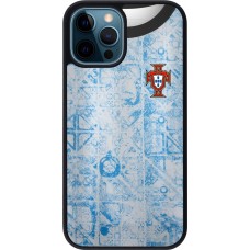 Coque iPhone 12 / 12 Pro - Silicone rigide noir Maillot de football Portugal Extérieur personnalisable