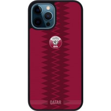 Coque iPhone 12 / 12 Pro - Silicone rigide noir Maillot de football Qatar 2026 personnalisable