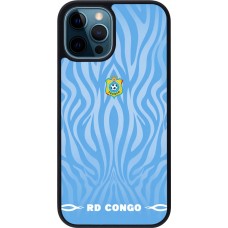Coque iPhone 12 / 12 Pro - Silicone rigide noir Maillot de football RD Congo 2026 personnalisable