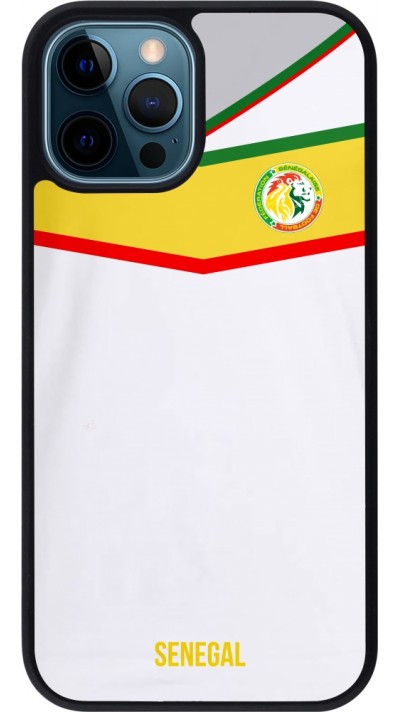 Coque iPhone 12 / 12 Pro - Silicone rigide noir Maillot de football Senegal 2022 personnalisable