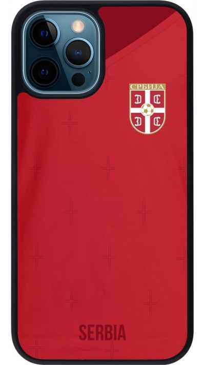 iPhone 12 / 12 Pro Case Hülle - Silikon schwarz Serbien 2022 personalisierbares Fussballtrikot