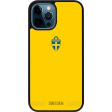 Coque iPhone 12 / 12 Pro - Silicone rigide noir Maillot de football Suède 2026 personnalisable