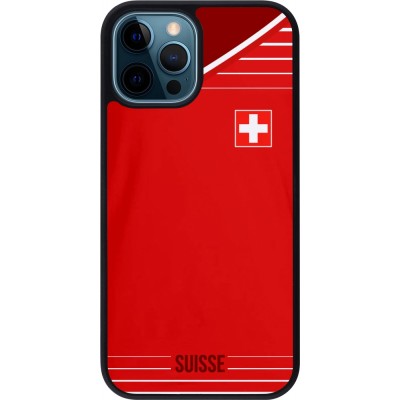 Coque iPhone 12 / 12 Pro - Silicone rigide noir Football shirt Switzerland 2022